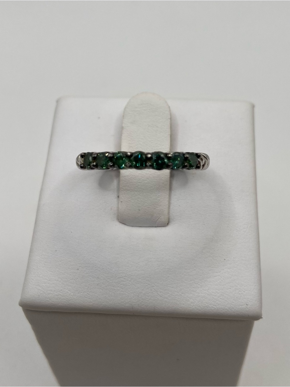 Affinity Diamond Sterling Silver 925 7 Stone Green Diamond Ring 1/2 ctw Size 7